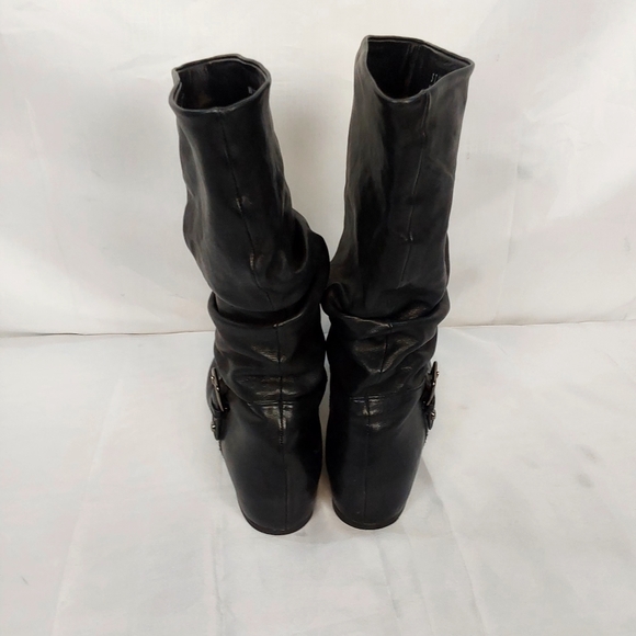 Stuart Weitzman Black Slouchy Runched Mid Calf Boots - Picture 9 of 14